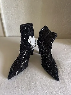 $45 • Buy Zara Black Sparkly Ankle Boots Women’s 36