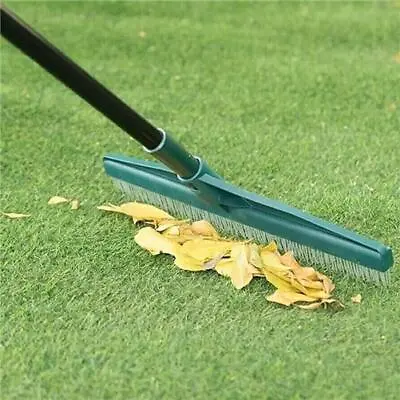 Garden Rake Tool Artificial Grass Brush Telescopic Lawn Adjustable Home Carpet • £13.99