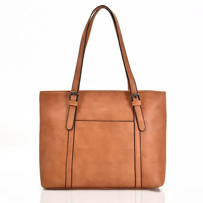 Women's Large Designer Style Faux Leather Tote Bag Shopper Hand Bag • £12.99