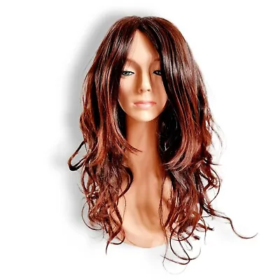 Top Quality Synthetic Fibre Heat Resistant Long Dark Brown-red Hair Piece Wig • $42.41