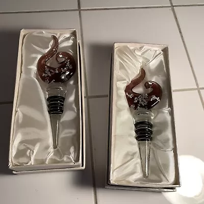 2 New MURANO Wine Bottle Stoppers Deco Collection In Presentation Boxes. • $10