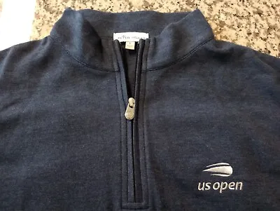 Peter Millar Men's Large 1/4 Zip Pullover US OPEN Tennis Long Sleeve Navy Blue • $54.95