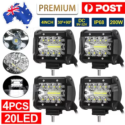 4PCS 4inch 200W LED Work Lights Spot Flood Light Bar Reverse 4WD 12V 24V AU • $17.95