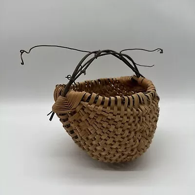 Buttocks Egg Basket Grape Vine Handle Handwoven Vintage Rustic Appalachian Folk • $32