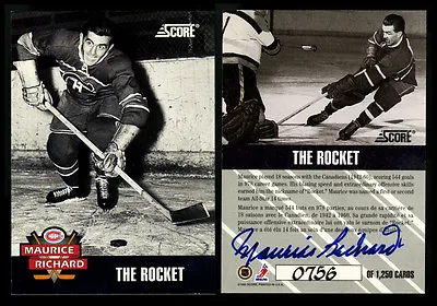 1992 Score~ The Rocket ~maurice Richard Autographed Gem Mint 10 Perfect/1250 • $350