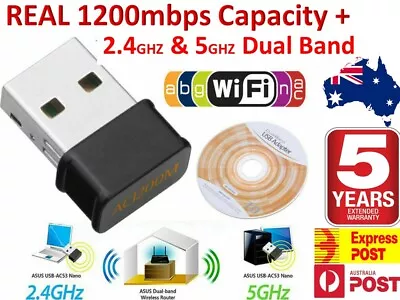 $15.98 • Buy 1200 Mbps FAST Wireless WiFi Network Receiver Adapter 5GHz Dual Band Dongle