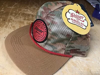 New Shiner Beer Magellan Coyote Brown Woodland Camo SnapBack Hat Cap Patch Retro • $7.48