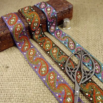 £2 • Buy Interlocking Paisley Ribbon Asian Indian Ethnic Jacquard Ribbon Trim M76