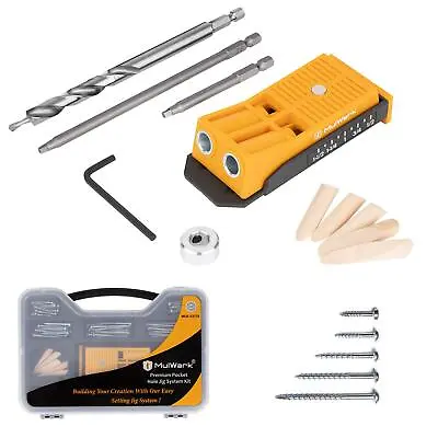 Mini Wood Pocket Hole Jig Kit - Two Pocket Screw Jig Kit With Drill Guide Squ... • $44.58