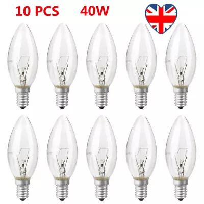 £7.49 • Buy 10Pack Screw In E14 SES Candle Light Bulbs Clear Dimmable Small Edison 40W Lamp