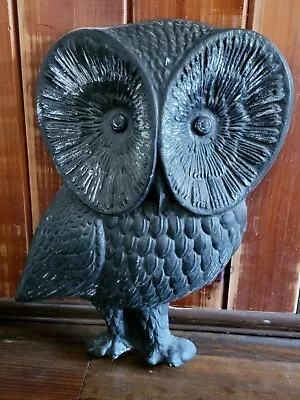 Vintage LARGE Owl Wooden Owl 17  Wall Hanging Mid Century MCM Halloween Decor • $45