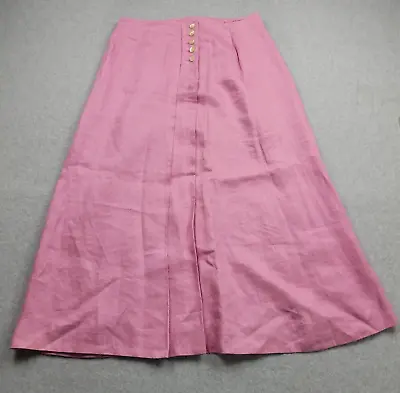 J Jill Skirt Womens 10P Maxi Pink Pleated Button Front Classic Petite Ladies • $24.80