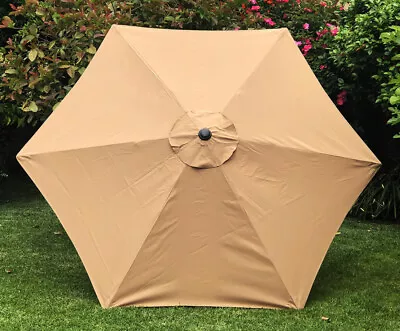 Patio Umbrella Canopy Top Cover Replacement SAND COLOR Fit 9Ft 6-Rib Umbrella • $27.99