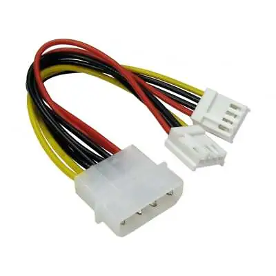 5.25  4 Pin Molex To 2 X 3.5  Floppy Drive FDD Power Splitter Adapter Cable Lead • £2.79