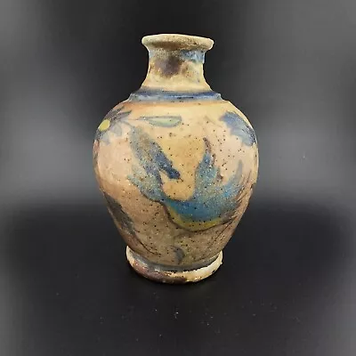 Vintage Stoneware Art Pottery Bud Vase Japanese Wood Fired Weed Pot Jar • $24.97