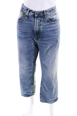 R13 Womens Zipper Fly High Rise Straight Cropped Jeans Blue Denim Size 28 • $109.79