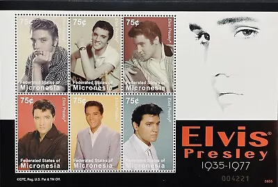 Micronesia Elvis Presley Stamps Sheet Of 6 Mnh 2008 Entertainer Singer Musician • $10.24