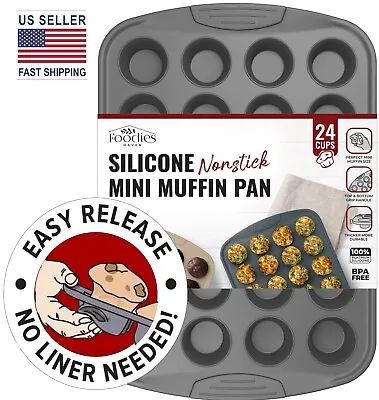 Silicone Mini Muffin Pans For Baking 24-Cup Nonstick Mini Cupcake Mold Tins • $13.99