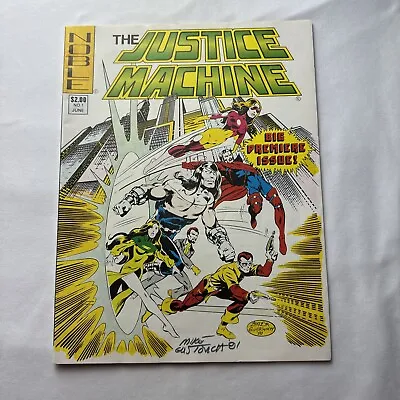 VTG The Justice Machine #1 NOBLE Comics SIGNED By Mike Gustovich • £23.76