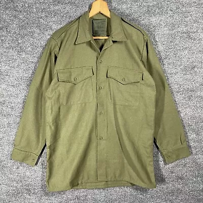 VINTAGE British Military Wool Shirt Size 2 Large Ladybird Belfast Olive Green • $24.48