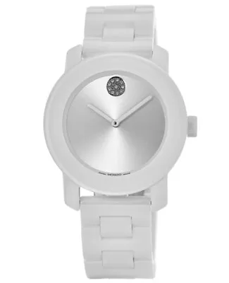 $641 • Buy New Movado Bold Ceramic Silver Dial Ceramic Strap Women's Watch 3600802