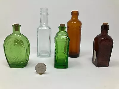 Vintage Mini Glass Bottles Lot Of 5 Wheaton Straubhullers Erven Lucas Jack Danie • $9.95