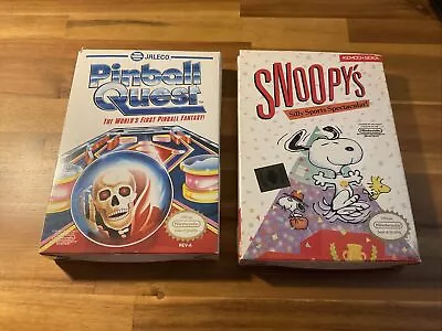 2 CIB Nintendo NES Games: Pinball Quest & Snoopy’s Silly Sports Spectacular! • $80