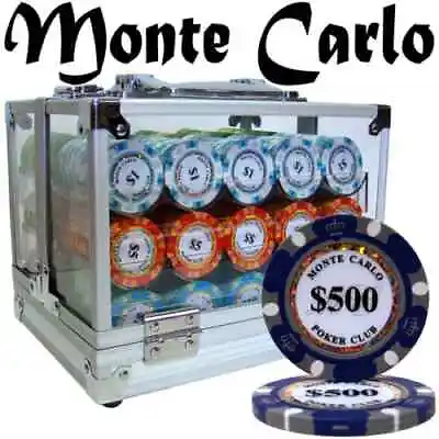 New 600 Monte Carlo Poker Chips Set With Acrylic Case - Pick Denominations! • $183.99