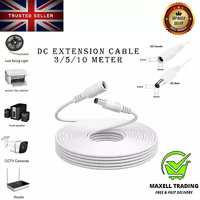 DC Power Supply Extension Cable 12V For CCTV Camera/ DVR / PSU Lead 3M/5M/10M UK • £3.99