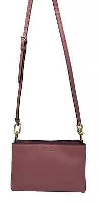 Michael Kors Trisha M Triple Compartment Crossbody Bag MK Brown Pink $398 • $94.94