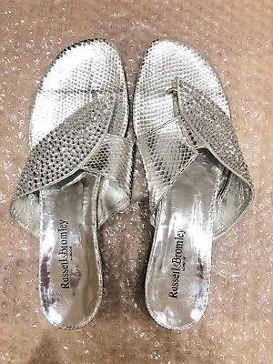 Womens Slip On Wedding Silver With Crystals Sandals Size 7. • £30