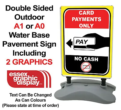 Card Only No Cash Sign Pavement Print Graphics Notice Stand Outdoor A Board • £174.99