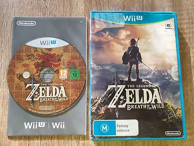 ⭐ THE LEGEND OF ZELDA BREATH OF THE WILD ⭐ Nintendo Wii U  🆓📫 MINT DISC • $65
