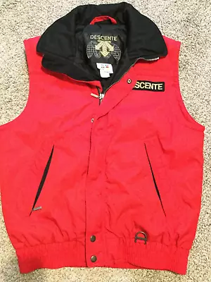 Vintage Descente Insulated Snow Ski Vest Jacket Zip-Snap Pocket Red Men  XS NWOT • $34.99