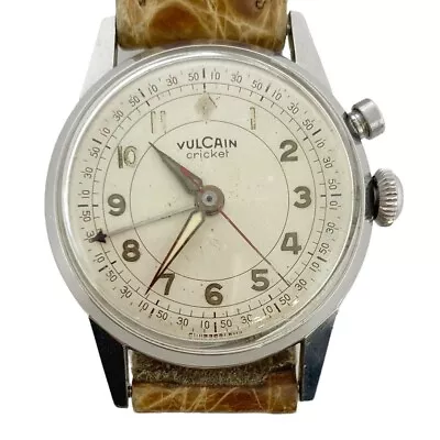 VULCAIN CRICKET Vintage Watch Swiss Made Manual Winding 1950s Cricket 34mm Alarm • $1386.32