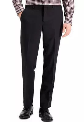 PERRY ELLIS Mens MODERN FIT Dress Pants BLACK FLAT FRONT STRETCH 38 32 NWT $95 • $19.99