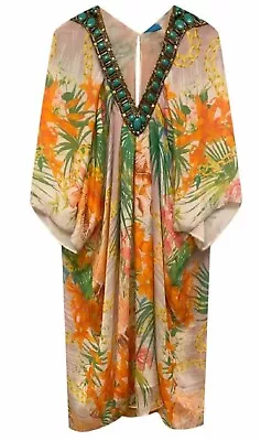 Matthew Williamson Escape Silk Tropical Print Kaftan Dress Size M • £98