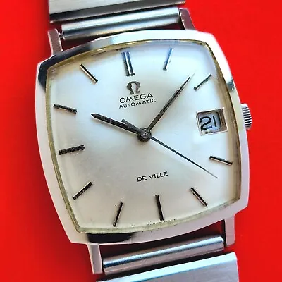 Omega De Ville Watch 1968 Automatic Date Rare Design 162.026 Cal 565 Mens Swiss • $799