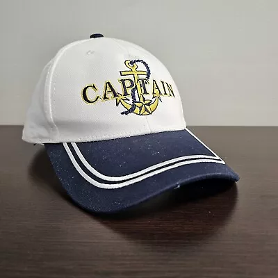 Vintage Captain Cap Hat White Blue Ocean Ship Sailing Strapback  • $8.46