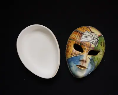 Venezia Hand Painted Decorated Mask Design Ceramic Trinket Jewellry Box • £9.99