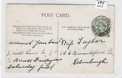 Fife DUNFERMLINE Double Ring - No 2 In Arcs 1906 Postmark /Shannon Weir Athlone • £8