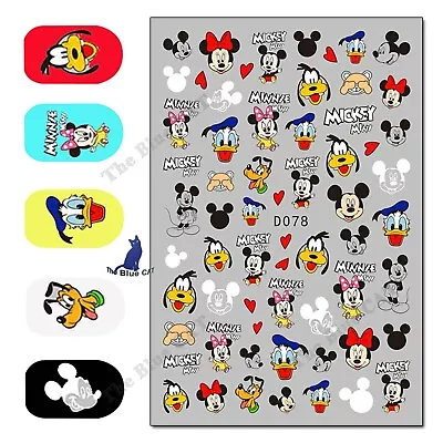 Nail Art Stickers Transfers Self Adhesive Mickey Minnie Mouse Donald Duck Pluto  • £2.35