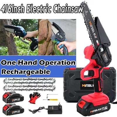 6＂Mini Handheld Electric Chainsaw Cordless Chain Saw Wood Cutter Rechargeable • $19.99