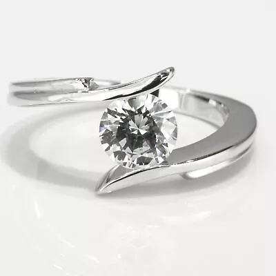 2 1/5 Carat Genuine Round Cut Diamond Engagement Ring D/SI1 14K White Gold • $5918