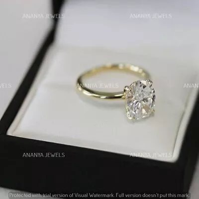 14K Yellow Gold Plated 3 CT Oval Cut Moissanite Engagement Wedding Ring For Gift • $90.26