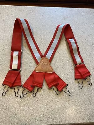$55 • Buy Firefighter Vintage RED Suspenders Style Turnout Pants Lion Apparel