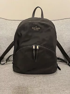 Kate Spade Karissa Black Nylon Backpack Large Bag 3 Compartment • £61.74