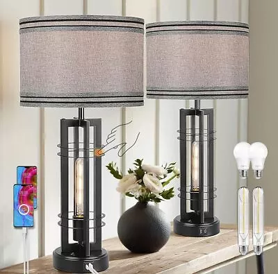 27'' Touch Control Farmhouse Table Lamps Set Of 2 Tall 2-Light Design • $73.59