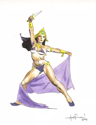 DEJAH THORIS DANCER! Watercolor Drawing Retro Original Art From MIKE HOFFMAN! • $11.50