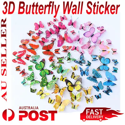 $4.14 • Buy 12Pcs 3D Butterfly Wall Sticker Home Decor, Wedding Decor Removable Decoration